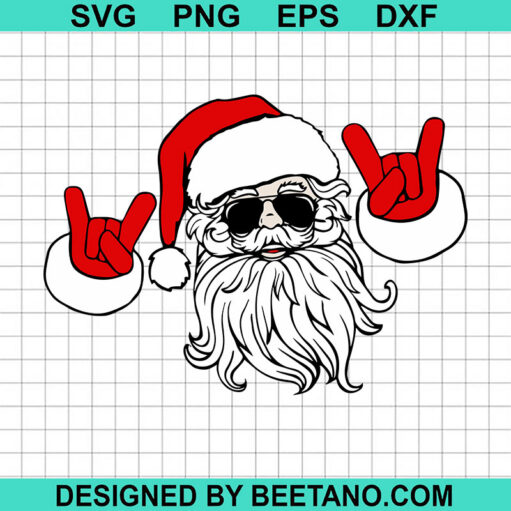 Santa Claus Rock On Hand Svg