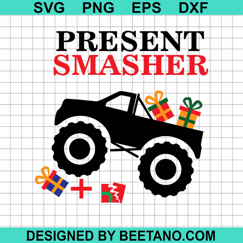 Christmas Monster Truck SVG, Present Smasher SVG, Christmas Gift SVG