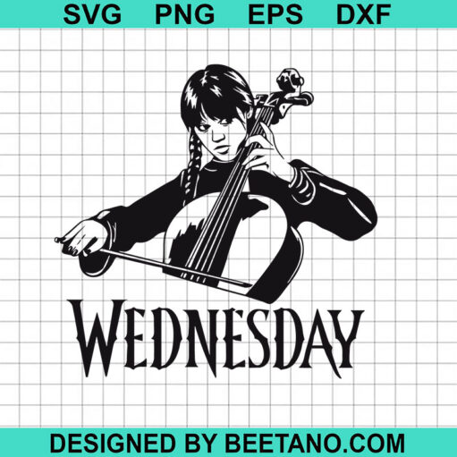Wednesday Addams Playing Cello SVG