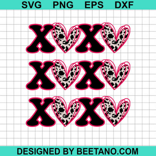 XOXO Pink Leopard Valentine SVG