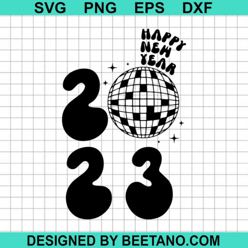 Happy New Year Disco Ball Svg