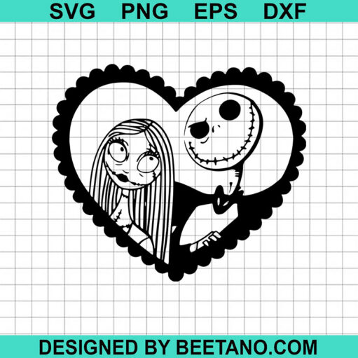 Jack Skellington And Sally Heart Svg
