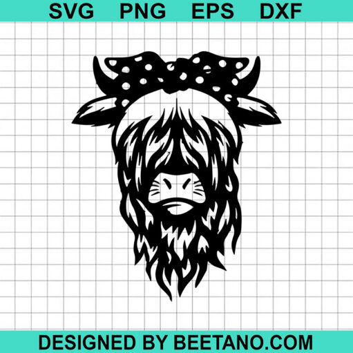 Highland Cow With Bandana Svg