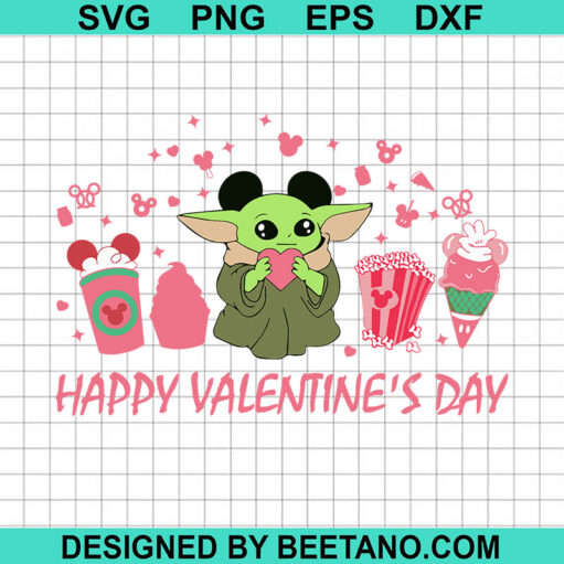Baby Yoda Happy Valentine Day SVG