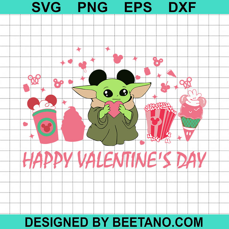 Baby Yoda Happy Valentine Day SVG, Star Wars Valentine SVG, Cute Yoda SVG