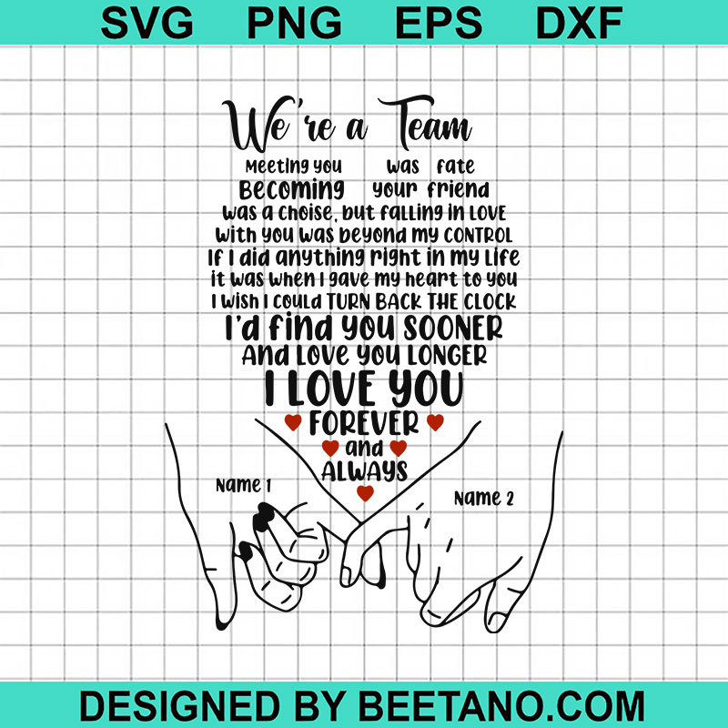 We are a team promise hand in hand svg we re a team svg husband and
