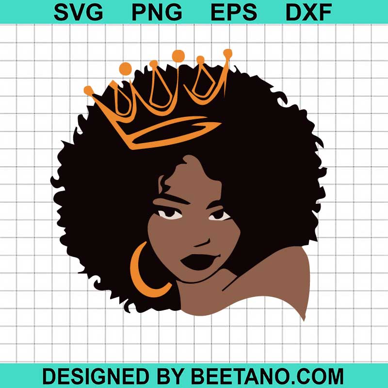 Afro Black Queen SVG, American Africa Girl SVG, Black Woman SVG