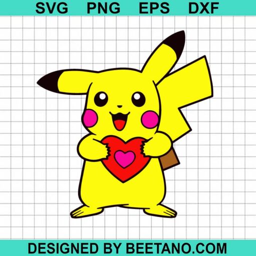 Pikachu Holding Heart SVG
