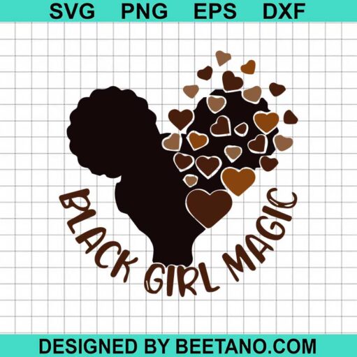 Black Girl Magic SVG, Black Girl Heart SVG, Hair With Heart SVG, Afro Girl SVG