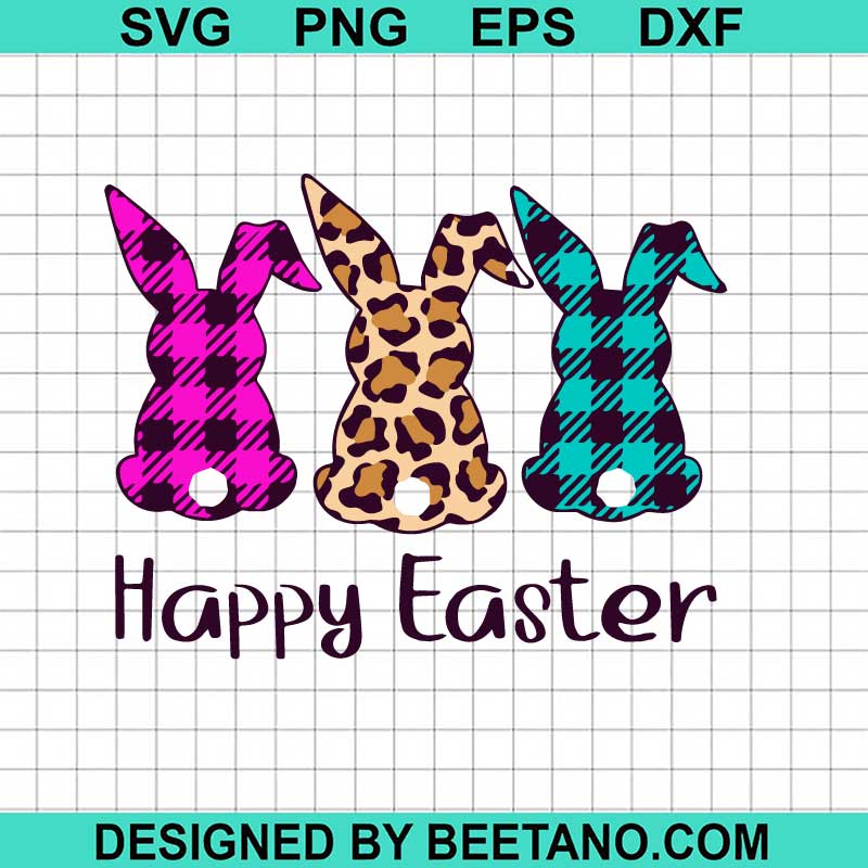 Three Bunnies Happy Easter SVG, Leopard Bunny SVG, Easter Day SVG ...