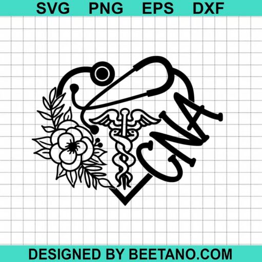 Cna Floral Stethoscope Svg
