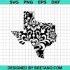 Floral Texas Map Svg