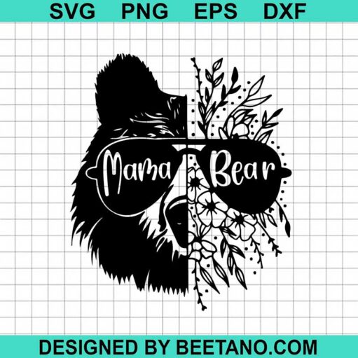 Mama Bear Half Bear Half Flower Svg