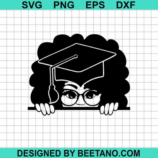 Peekaboo Afro Girl Graduate Svg
