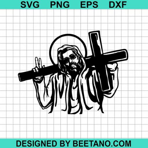 Funny Jesus With Cross Svg