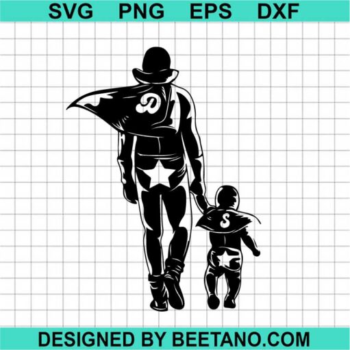 Superhero Dad And Son SVG