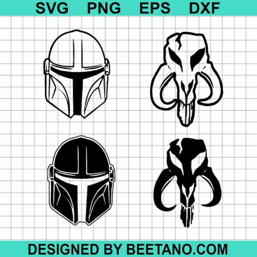 Mandalorian Helmet SVG, Mandalorian Helmet Bundle SVG, Mythosaur Skull SVG, Boba Fett SVG, Star ...