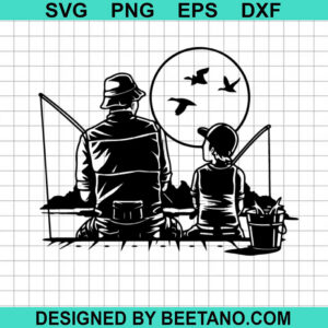 Papa And Son Fishing Svg