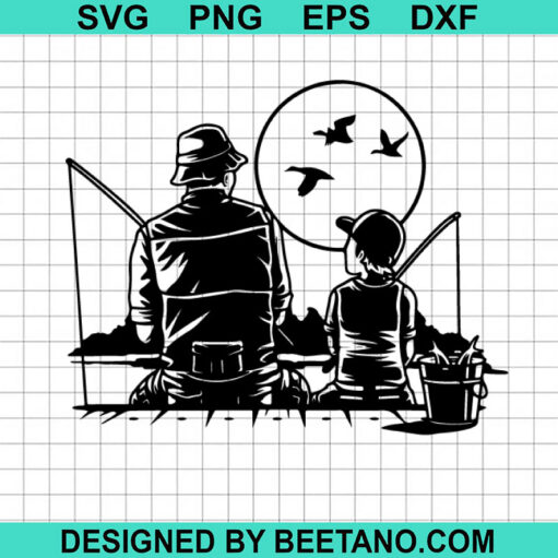 Papa And Son Fishing SVG