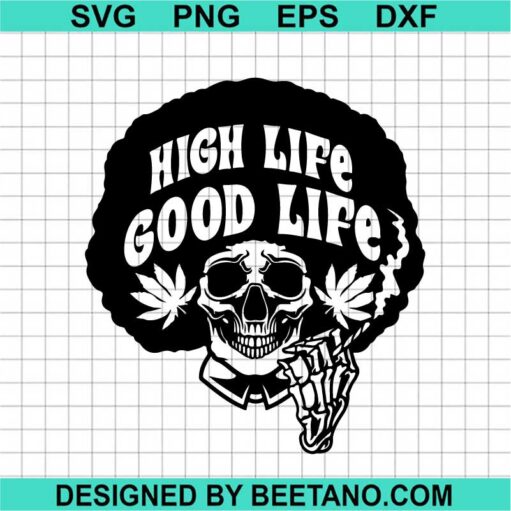Afro Skull Smoking Joint Svg