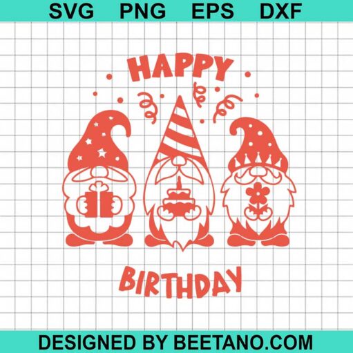 Three Gnomes Happy Birthday Svg