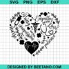 Nurse Life Adjectives And Icons Heart Svg