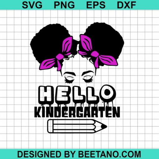 Black Girl Hello Kindergarten Svg