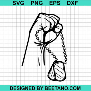 Hand Holding Military Dog Tag Svg