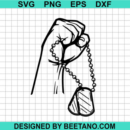 Hand Holding Military Dog Tag Svg