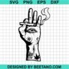 Hand With Eyes And Tattoos Smoking Weed Svg