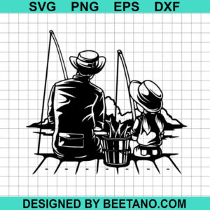 Papa And Daughter Fishing Svg