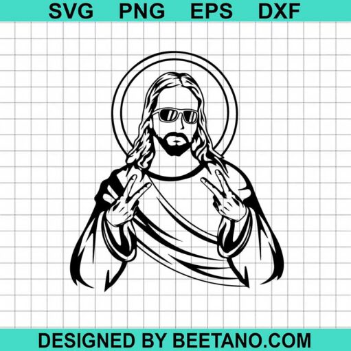 Funny Jesus Peace Sign Hand Svg