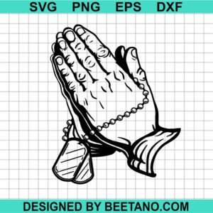 Praying Hand Holding Dog Tag Svg