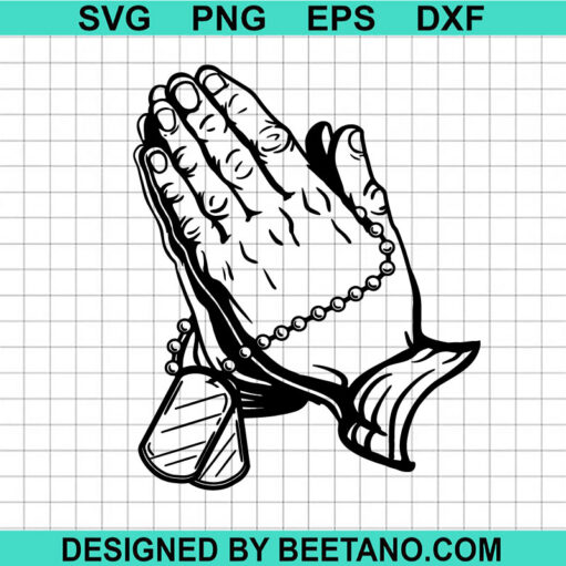 Praying Hand Holding Dog Tag Svg