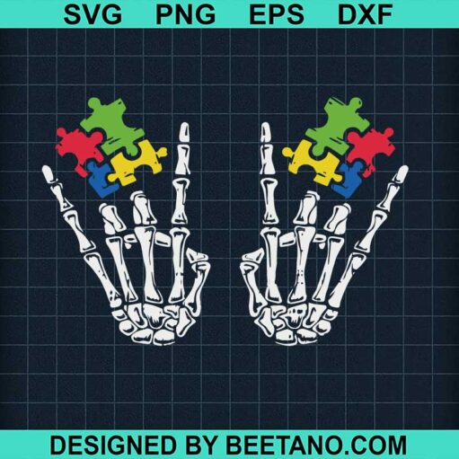 Autism Skeleton Rock Hands SVG