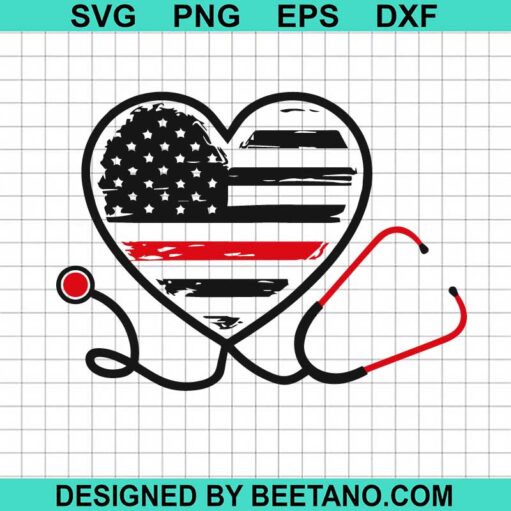 Nurse Flag Heart Stethoscope Svg