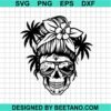 Beach Mom Messy Bun Skull Svg