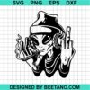 Alien Smoking Joint Middle Finger Svg