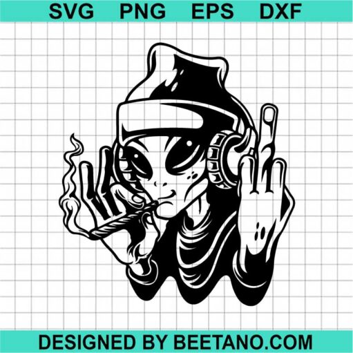 Alien Smoking Joint Middle Finger Svg