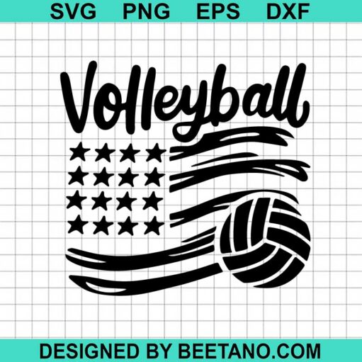 Volleyball American Flag SVG