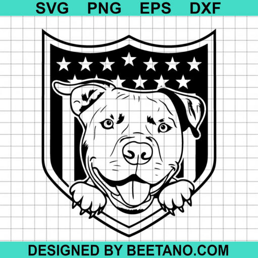 American Flag Pitbull Dog SVG