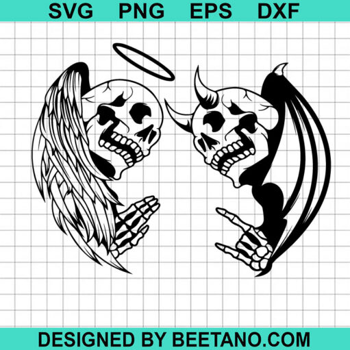 Devil And Angel Wings Skull SVG