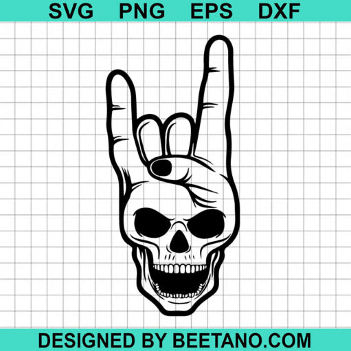 Skull Rock Hand Sign Svg