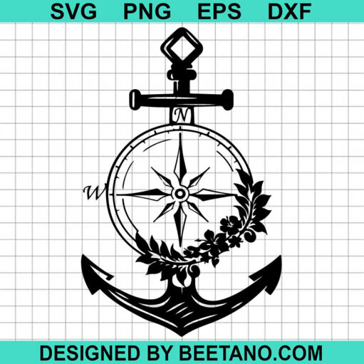 Floral Anchor Compass Svg