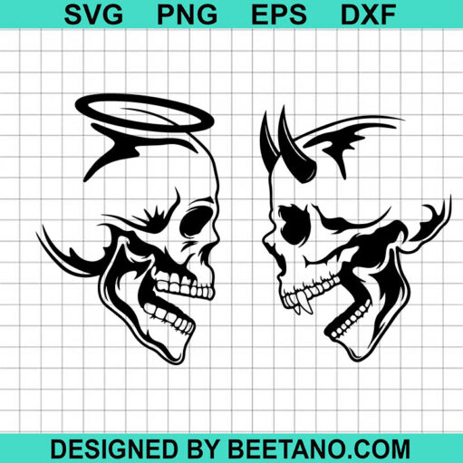 Devil And Angel Skull SVG