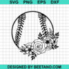 Baseball With Flowers Svg