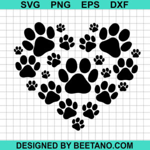Dog Paw Heart Svg