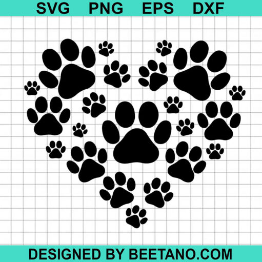 Dog Paw Heart SVG