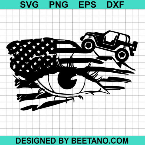 Us Flag Jeep Girl Svg