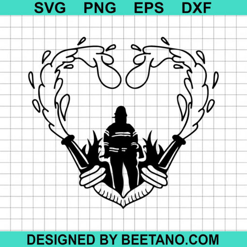 Us Fire Fighter Scene In Heart SVG